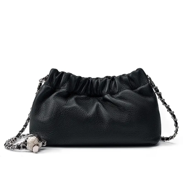 Newly designed women's zippered metal shoulder bag