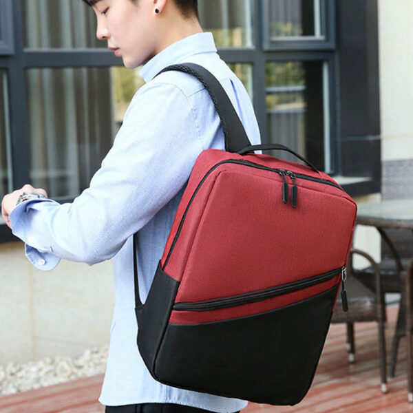 Two-color canvas men's backpack computer bag