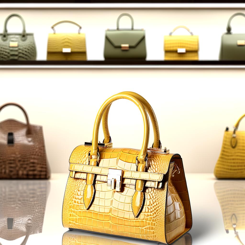 Luxurious Yellow Crocodile Textured Handbag: A Timeless Fashion Staple