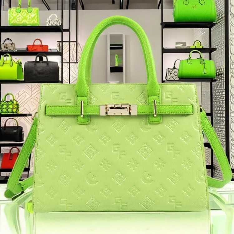 Exclusive Handbags Sale: Get Your Neon Green Embossed Leather Handbag Today!