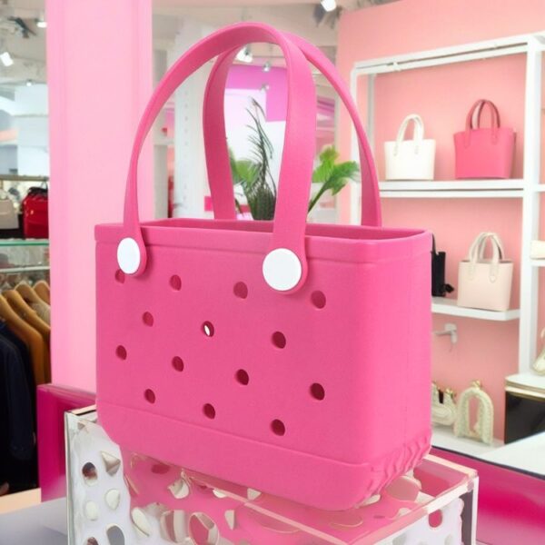 The Ultimate Beach Bag: Pink Polka Dot Perforated Tote Bag